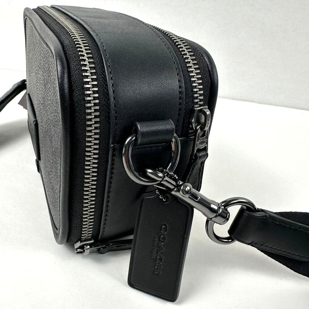 Coach Men's Wyatt Crossbody Bag Signature Canvas In Charcoal/Black CW365 NWT - Picture 5 of 10